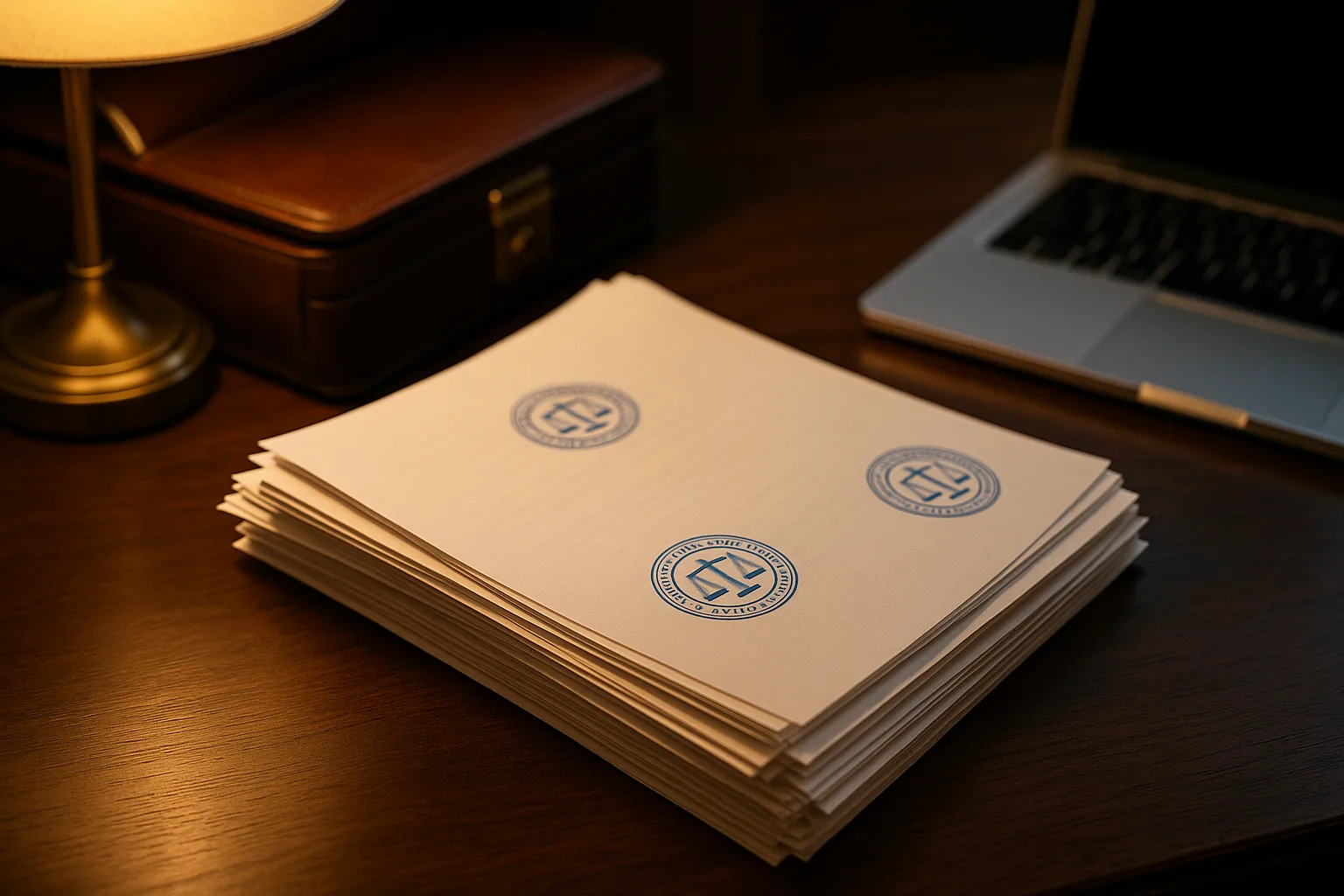 מסמכים משפטיים רשמיים עם חותמות בית משפט לטיפול בהוצאה לפועל