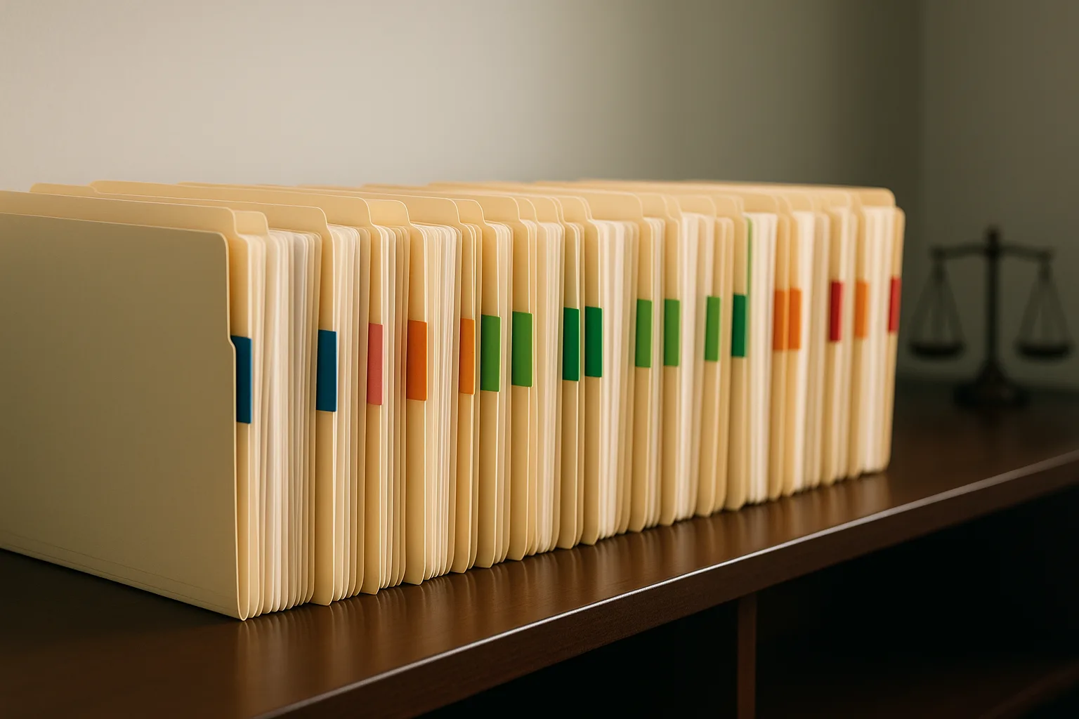 שיטות תמחור עורך דין הוצאה לפועל — תיקים מסודרים המייצגים מסלולי תשלום שונים